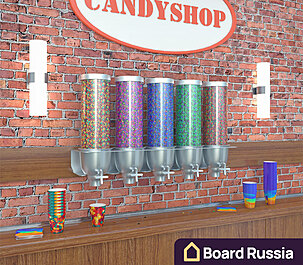 Гравитационные контейнеры CANDYPIPE 5 штук в комплекте с настенным держателем SET CANDYPIPE WALL #5 0 (мм.)