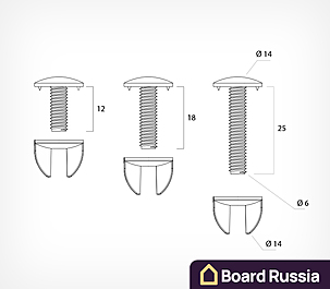 Пластиковый винт и гайка с ушками VIKING SCREW, Прозрачный 12 (мм.)