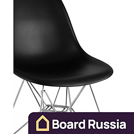 Стул «Eames» с жестким сиденьем (хромированный каркас) (черный) 570x530x810 (мм.)