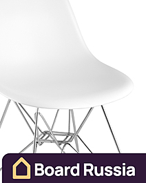 Стул «Eames» с жестким сиденьем (хромированный каркас) (белый) 570x530x810 (мм.)