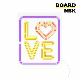 Неоновая вывеска для дома "Love" комбинированная 300x500 мм. Белый