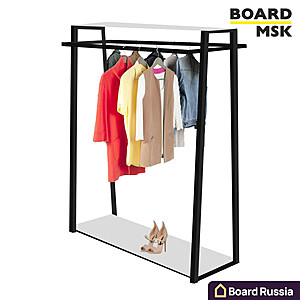 Вешалка напольная металлическая с 2-мя полками для обуви и одежды - купить с доставкой по выгодным ценам в интернет-магазине Board-Russia.ru