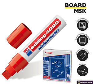Маркер Edding 4090 4-15 мм, красный цвет - купить с доставкой по выгодным ценам в интернет-магазине Board-Russia.ru