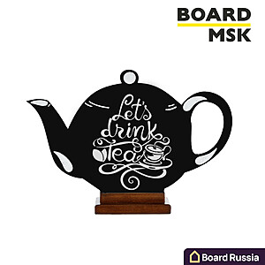 Меловая доска «Чайник» 380х245 мм, на деревянной подставке с росписью - купить с доставкой по выгодным ценам в интернет-магазине Board-Russia.ru