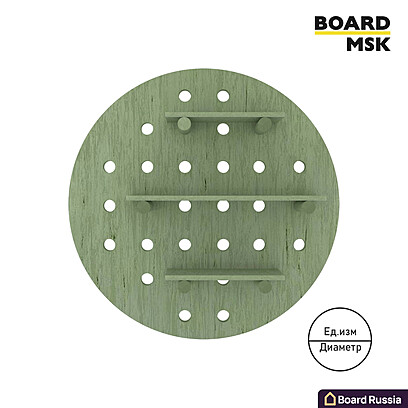 Полка настенная деревянная круглая, цвета "Зеленый" 800 (мм.)