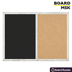 Пробковая доска + меловая доска в деревянной рамке цвета "Белый" - купить с доставкой по выгодным ценам в интернет-магазине Board-Russia.ru