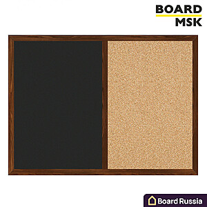 Пробковая доска + меловая доска в деревянной рамке цвета "Дуб" - купить с доставкой по выгодным ценам в интернет-магазине Board-Russia.ru