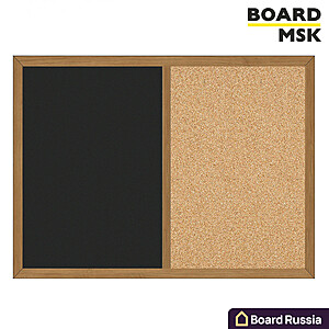 Пробковая доска + меловая доска в деревянной рамке цвета "Орех" - купить с доставкой по выгодным ценам в интернет-магазине Board-Russia.ru