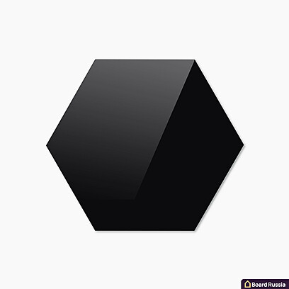Стеклянная магнитная доска шестиугольная, цвета "Черный", классическая