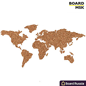 Фигурная пробковая доска "Карта Мира" - купить с доставкой по выгодным ценам в интернет-магазине Board-Russia.ru