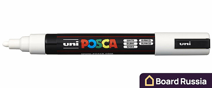 Маркер на водной основе POSCA PC-5M, Белый 4.5-5.5 (мм.)