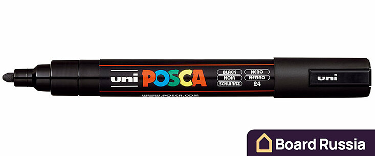 Маркер на водной основе POSCA PC-5M, Черный 4.5-5.5 (мм.)