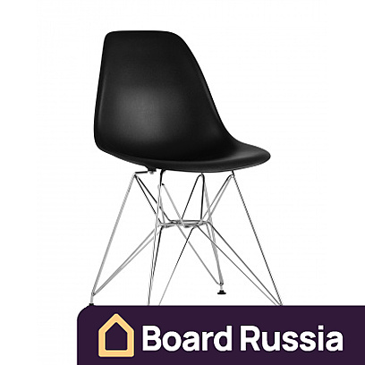 Стул «Eames» с жестким сиденьем (хромированный каркас) (черный) 570x530x810 (мм.)