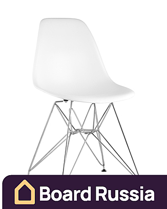 Стул «Eames» с жестким сиденьем (хромированный каркас) (белый) 570x530x810 (мм.)