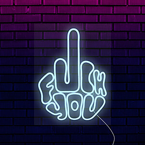 Неоновая вывеска для дома "Fuck You" синего цвета Под заказ  Белый
