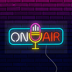 Неоновая вывеска для стендапа и студии "Микро On Air" Под заказ  Белый