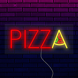 Неоновая вывеска для пиццерии "PIZZA" Под заказ  Белый