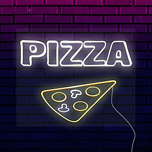 Неоновая вывеска для пиццерии "Pizza Pro" Под заказ  Белый