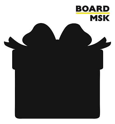 Фигурная меловая доска "Подарок" 540x600 мм. Транспортный чёрный