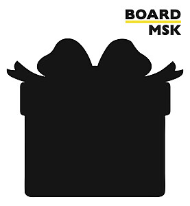 Фигурная меловая доска "Подарок" 540x600 мм. Транспортный чёрный